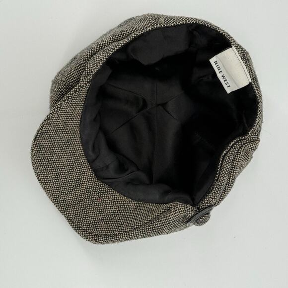 Vtg Y2K Nine West Newsboy Hat Tweed Cap Retro Wool Blend Buckle Detail Preppy - Picture 8 of 10